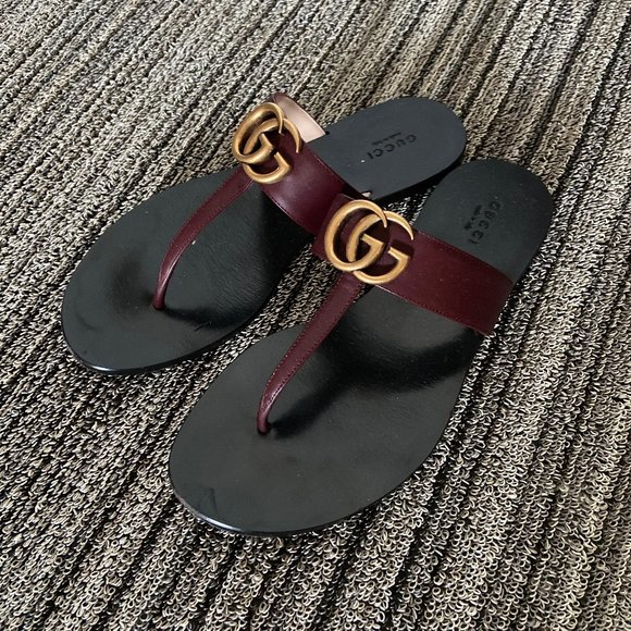 Gucci Leather thong sandal with Double G 37.5 - Picture 14 of 15